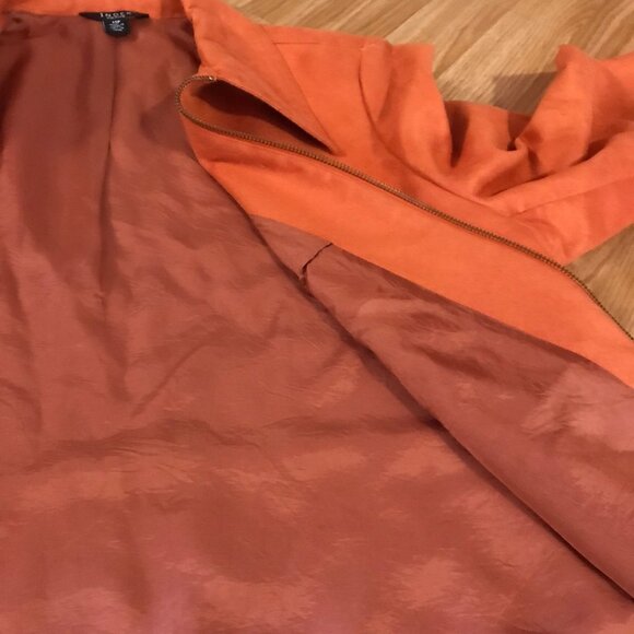 INDEX Jacket Orange 14 Petite Womens Zip Up Jacket Suede Like Pockets - Picture 3 of 12
